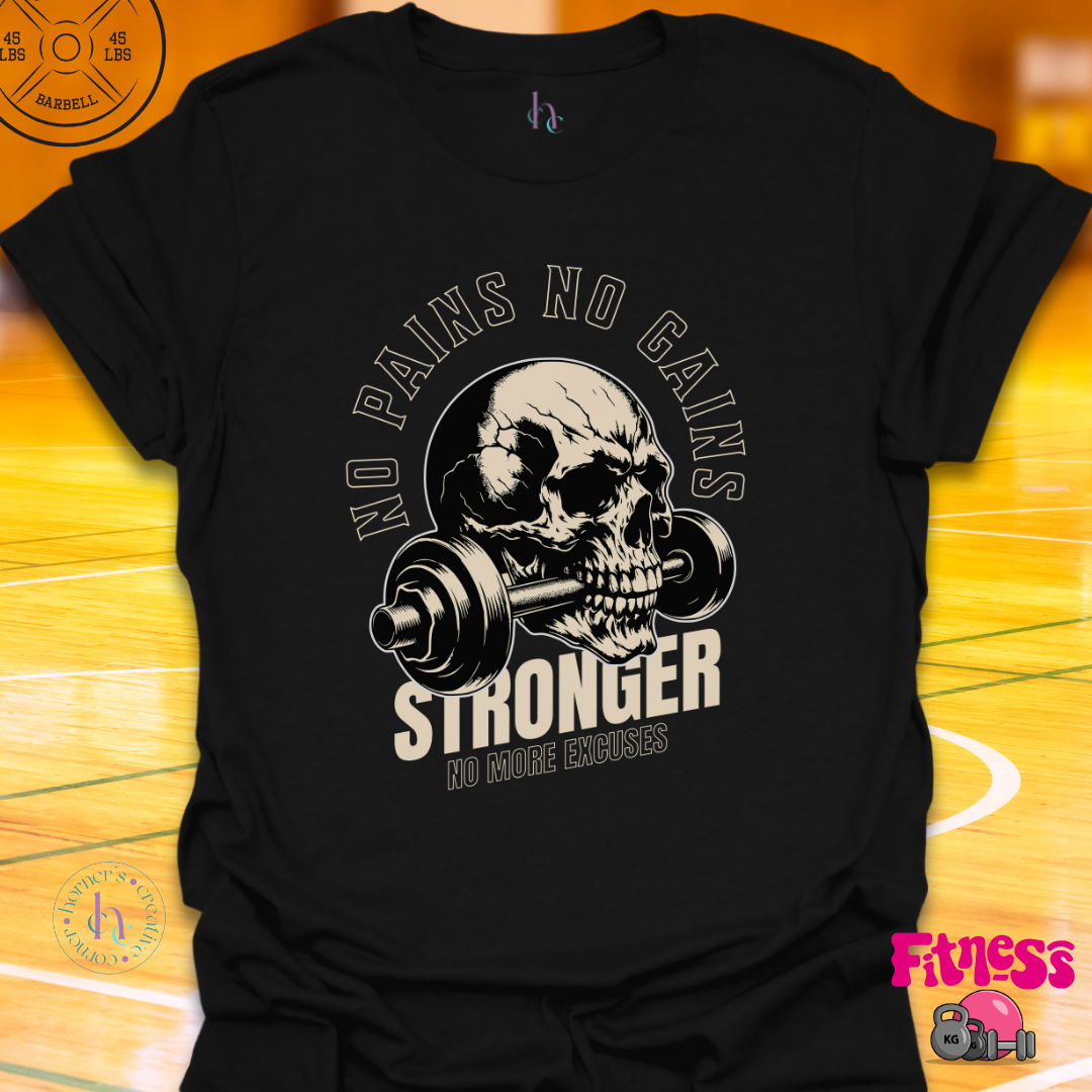 Skull No Pains No Gains T-Shirt
