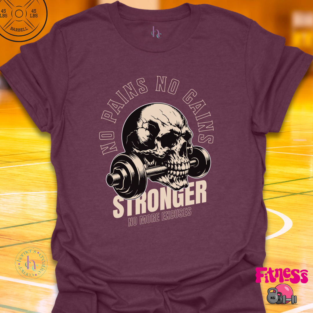 Skull No Pains No Gains T-Shirt