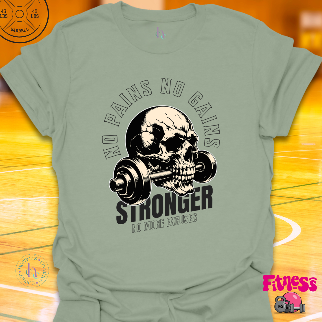 Skull No Pains No Gains T-Shirt