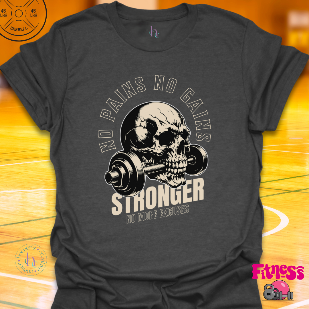 Skull No Pains No Gains T-Shirt