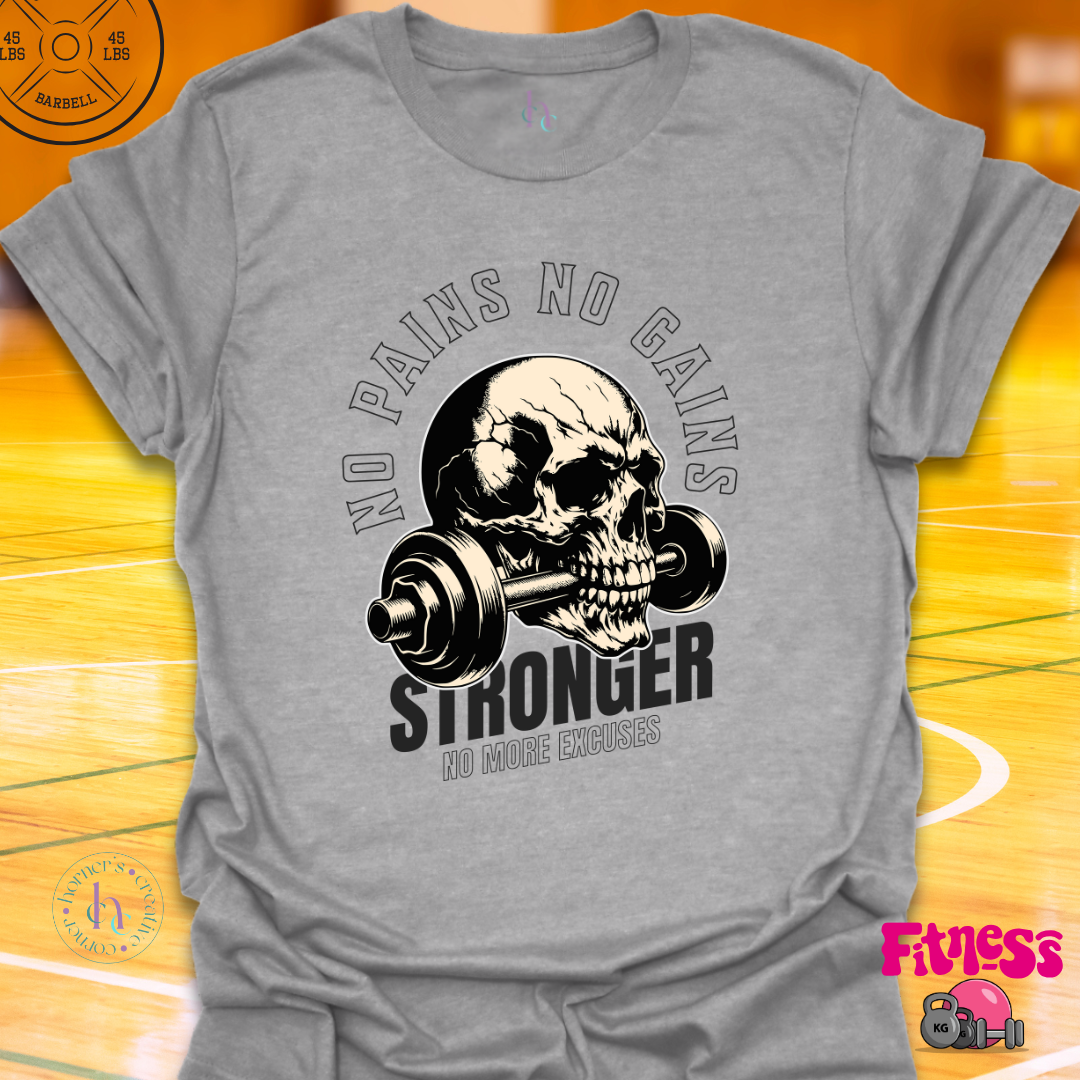 Skull No Pains No Gains T-Shirt