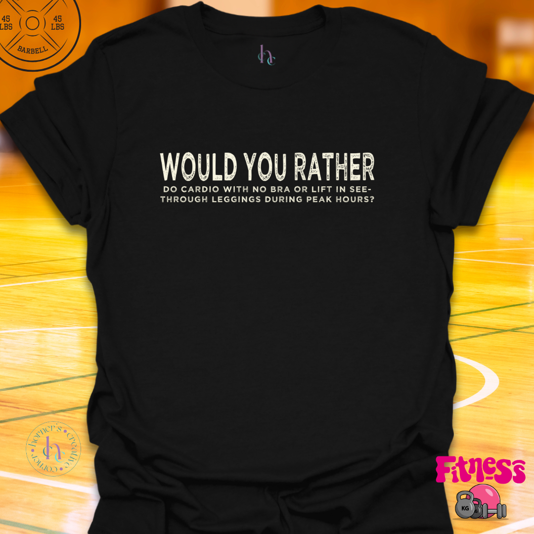 WYR Do Cardio With No Bra, Or Lift In See Through Leggings? T-Shirt
