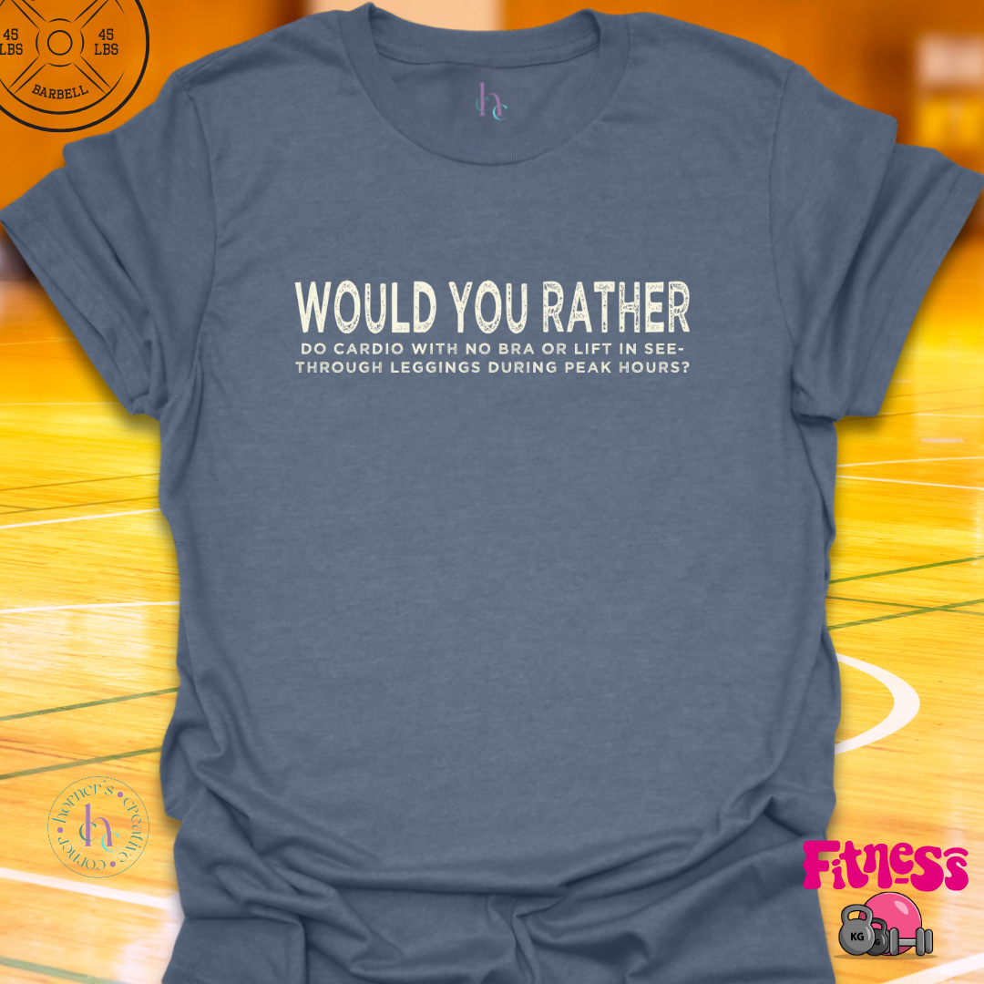 WYR Do Cardio With No Bra, Or Lift In See Through Leggings? T-Shirt